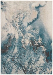 Ivory Teal Rug, Abstract Rug With 10mm Thick, Anti-Shed Modern Luxurious Rug For Bedroom, & Dining Room-160Cm (Circle) - thumbnail 1