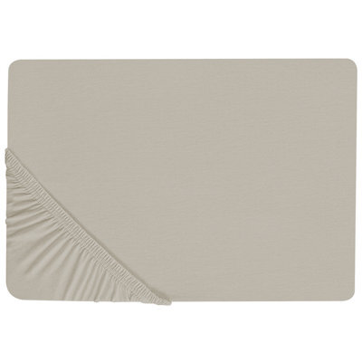 Beliani Fitted Sheet Janbu Cotton 140 X 200 Cm Taupe - image 1