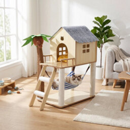 Cat House Cat Villa With Cushion Hammock Sisal Coconut Scratcher - thumbnail 1