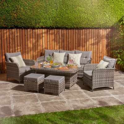 Home Treats Rattan Dining Set 7 Seater Deluxe Patio Furniture Set & Protective Cover - image 1