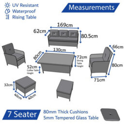 Home Treats Rattan Dining Set 7 Seater Deluxe Patio Furniture Set & Protective Cover - thumbnail 3