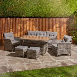 Home Treats Rattan Dining Set 7 Seater Deluxe Patio Furniture Set & Protective Cover - thumbnail 2
