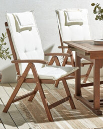 Beliani Set Of 6 Garden Chairs With Cushions Amantea Acacia Wood Off-White - thumbnail 2