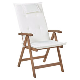 Beliani Set Of 6 Garden Chairs With Cushions Amantea Acacia Wood Off-White - thumbnail 4