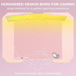 Gtplayer Gaming Desk, 100X60Cm Computer Desk Sturdy Carbon Fiber Z Frame Large Gaming Pc Table With Headphone Hooks, Pink - thumbnail 6