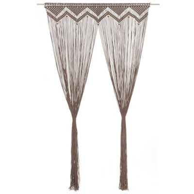 Berkfield Practical Macrame Curtain Taupe 140X240 Cm Cotton