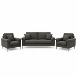 Kosy Koala Grey Fabric Sofa Set Two Seater Sofa And Two Single Armchairs Modern Furniture - thumbnail 1