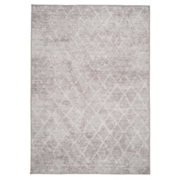 Loomed Beige Grey Distressed Geometric Trellis Washable Long Runner Rug 60Cm X 240Cm - thumbnail 2