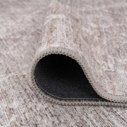 Loomed Beige Grey Distressed Geometric Trellis Washable Long Runner Rug 60Cm X 240Cm - thumbnail 6