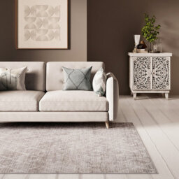Loomed Beige Grey Distressed Geometric Trellis Washable Long Runner Rug 60Cm X 240Cm - thumbnail 3