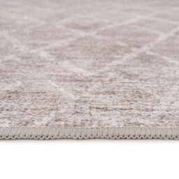 Loomed Beige Grey Distressed Geometric Trellis Washable Long Runner Rug 60Cm X 240Cm - thumbnail 4