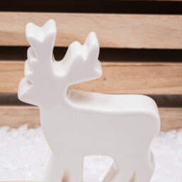 Annibells White Ceramic Wood Santa Reindeer Christmas Tree Candle Holder (11087) - Reindeer - thumbnail 2