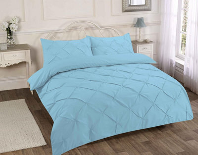 Homes & Linen Pintuck Pinch Pleated Alexandra Duvet Cover Set Easy Care Polycotton Bedding Set