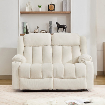 Lovell 2 Seat Recliner Sofa With Cup Holders - Cream - image 1