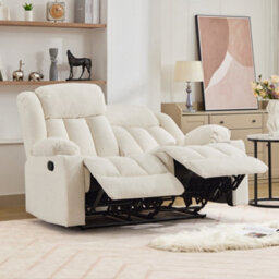Lovell 2 Seat Recliner Sofa With Cup Holders - Cream - thumbnail 2