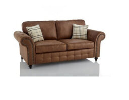 Oakland Suede Leather 3 Seater Sofa Tan Brown - thumbnail 1