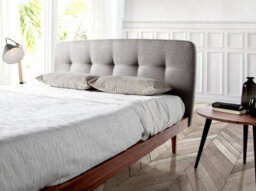 Angel Cerda Elegant Grey Fabric Tufted Bed For Modern Bedrooms - thumbnail 4