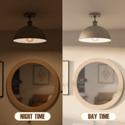 Industrial-Semi Flush Mount Ceiling Light Metal 30Cm Dome Lampshade Mini Pendant Lighting  For Living Room - thumbnail 7