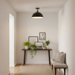 Industrial-Semi Flush Mount Ceiling Light Metal 30Cm Dome Lampshade Mini Pendant Lighting  For Living Room - thumbnail 3