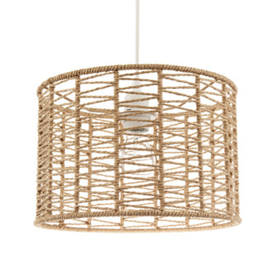 Happy Homewares Classic Twisted Brown Paper Pendant Light Shade With Strapped Design - image 1