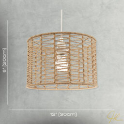 Happy Homewares Classic Twisted Brown Paper Pendant Light Shade With Strapped Design - thumbnail 7