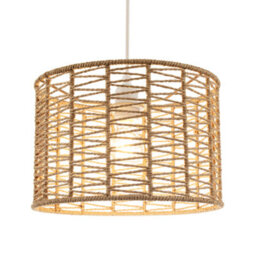 Happy Homewares Classic Twisted Brown Paper Pendant Light Shade With Strapped Design - thumbnail 2