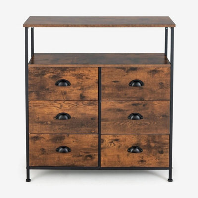 2-Tier Fabric Storage Organizer Chest Of Drawers 6 Drawers Dresser Organizer - image 1