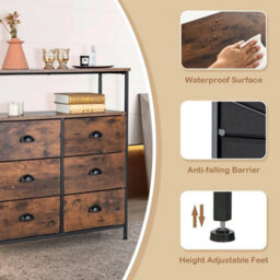 2-Tier Fabric Storage Organizer Chest Of Drawers 6 Drawers Dresser Organizer - thumbnail 3