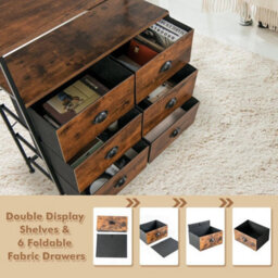 2-Tier Fabric Storage Organizer Chest Of Drawers 6 Drawers Dresser Organizer - thumbnail 5
