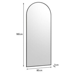 Melody Maison Large Black Arched Wall / Leaner Mirror - 180Cm X 80Cm - thumbnail 7
