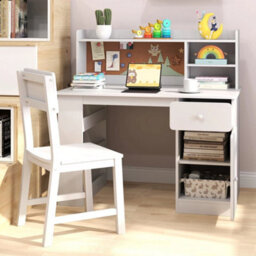 Study Desk With Chair Student Writing Desk For Study White - thumbnail 3