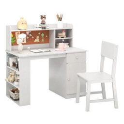 Study Desk With Chair Student Writing Desk For Study White - thumbnail 1