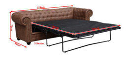 Astor Chesterfield Style Sofa Bed 2 Seater Brown Faux Leather - thumbnail 3