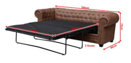 Astor Chesterfield Style Sofa Bed 2 Seater Brown Faux Leather - thumbnail 4