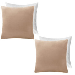 OHS 2 Pack Matte Velvet Filled Cushion Covers, Natural - 45 X 45Cm - thumbnail 1