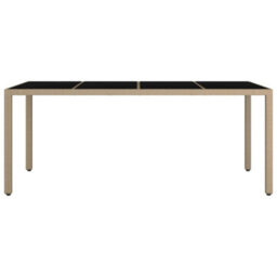 Walplus Garden Table With Glass Top Beige Poly Rattan&tempered Glass - thumbnail 3