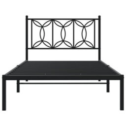 Berkfield Metal Bed Frame Without Mattress With Headboard Black 107X203Cm - thumbnail 4