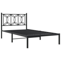 Berkfield Metal Bed Frame Without Mattress With Headboard Black 107X203Cm - thumbnail 3