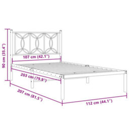 Berkfield Metal Bed Frame Without Mattress With Headboard Black 107X203Cm - thumbnail 8