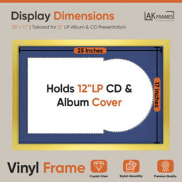 "AK Frames 25X17"" Gold Modern Vinyl Record Frame With Blue Mount For 12 Inch Lp Cover & Disc - Overlapped Design" - thumbnail 2