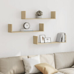 Berkfield Durable Wall Shelves 3 Pcs Sonoma Oak 80X18X18 Cm Engineered Wood - thumbnail 3