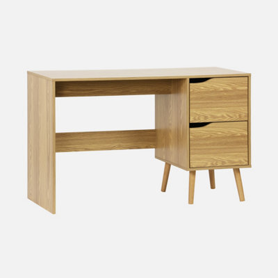 Sweeek - 2-Drawer Desk With Vintage Walnut Effect Nepal Ash Effect 120X48X75 Cm - image 1