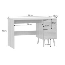 Sweeek - 2-Drawer Desk With Vintage Walnut Effect Nepal Ash Effect 120X48X75 Cm - thumbnail 7