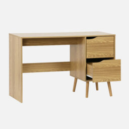 Sweeek - 2-Drawer Desk With Vintage Walnut Effect Nepal Ash Effect 120X48X75 Cm - thumbnail 2