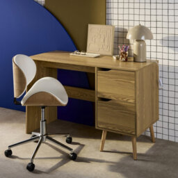 Sweeek - 2-Drawer Desk With Vintage Walnut Effect Nepal Ash Effect 120X48X75 Cm - thumbnail 5