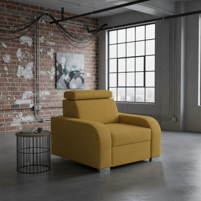 Oslo M 1 Upholstered Armchair Adjustable Headrest Mdf And Chipboard Frame For Living Room 105X100X85 Mustard - image 1