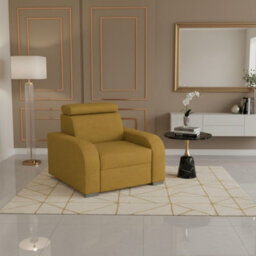 Oslo M 1 Upholstered Armchair Adjustable Headrest Mdf And Chipboard Frame For Living Room 105X100X85 Mustard - thumbnail 2