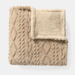 OHS Cable Knit Design Fleece Throw Ultra Soft Fluffy Blanket For Family - thumbnail 3