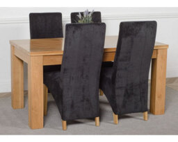 That's Furniture Dakota 152 X 87 Cm Chunky Medium Oak Dining Table And 4 Chairs Dining Set With Lola Black Fabric Chairs - thumbnail 3