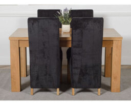 That's Furniture Dakota 152 X 87 Cm Chunky Medium Oak Dining Table And 4 Chairs Dining Set With Lola Black Fabric Chairs - thumbnail 2
